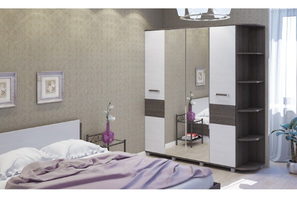 Шкаф четырехстворчатый В40 Виора, Ясень Шимо 