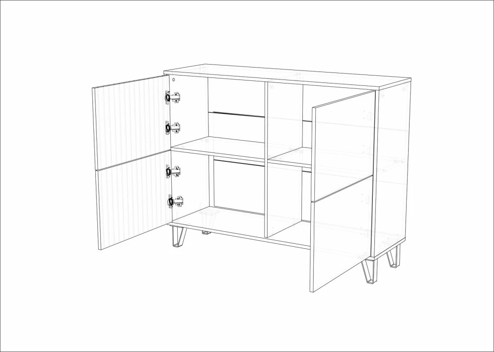 Комод Ливерпуль, белый/бетон светлый 1 
