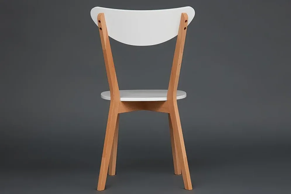 Стул жесткое сиденье MAXI (Макси), белый+натуральный  
