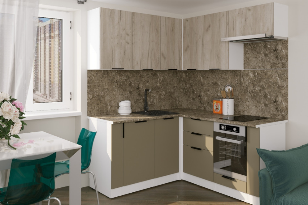 Кухонный гарнитур Альба мега прайм 2, 160х170 см (ПМ+СДШ) 