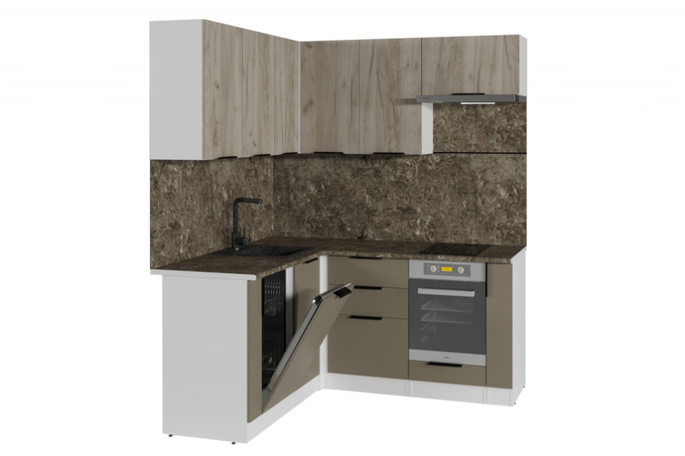 Кухонный гарнитур Альба мега прайм 2, 160х170 см (ПМ+СДШ) 