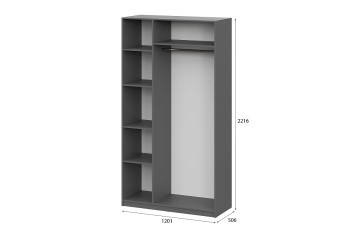 Шкаф &amp;quot;ШК 5&amp;quot; (1200) (Серия 2) Графит серый