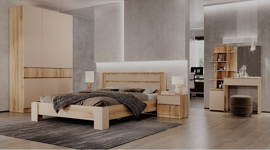 Модульная спальня Ленора, Дуб вотан/Кашемир 