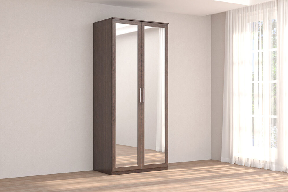 Шкаф 2 двери с зеркалом КЭТ-4, венге 