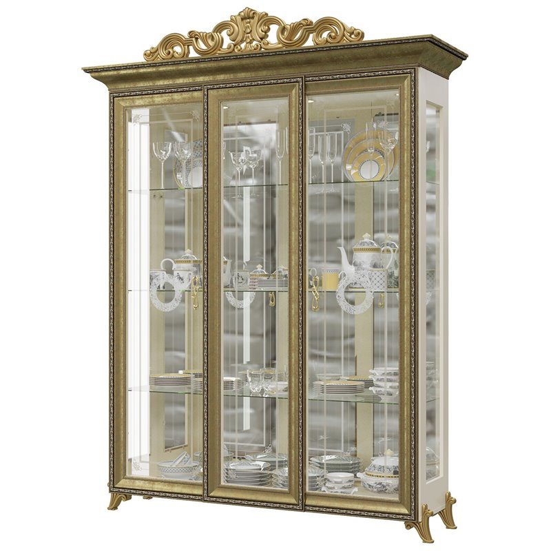 Витрина 3-х дверная Версаль, Слоновая кость 