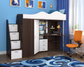 Кровать-чердак Пионер 1, Белое дерево/Ирис 