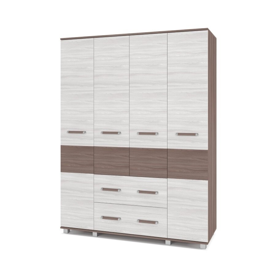 Шкаф четырехстворчатый с ящиками В42 Виора, Ясень Шимо 