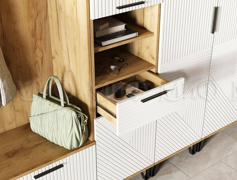 Пенал открытый Флэш, Браш Вайт/Дуб крафт 