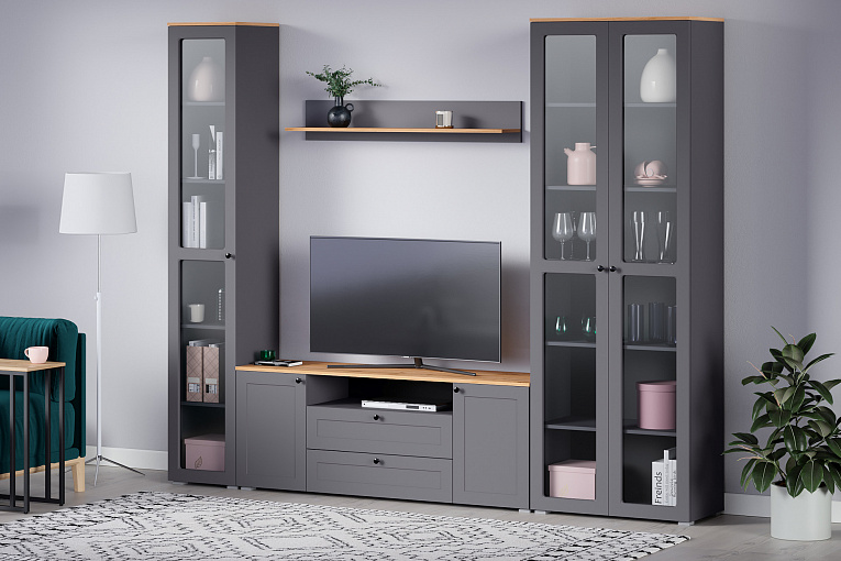 Шкаф-витрина Остин, Графит 