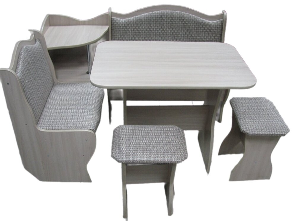 Кухонный уголок Аленка-1 (комплект со столом и табуретами) шимо светлый/рогожка светлая  