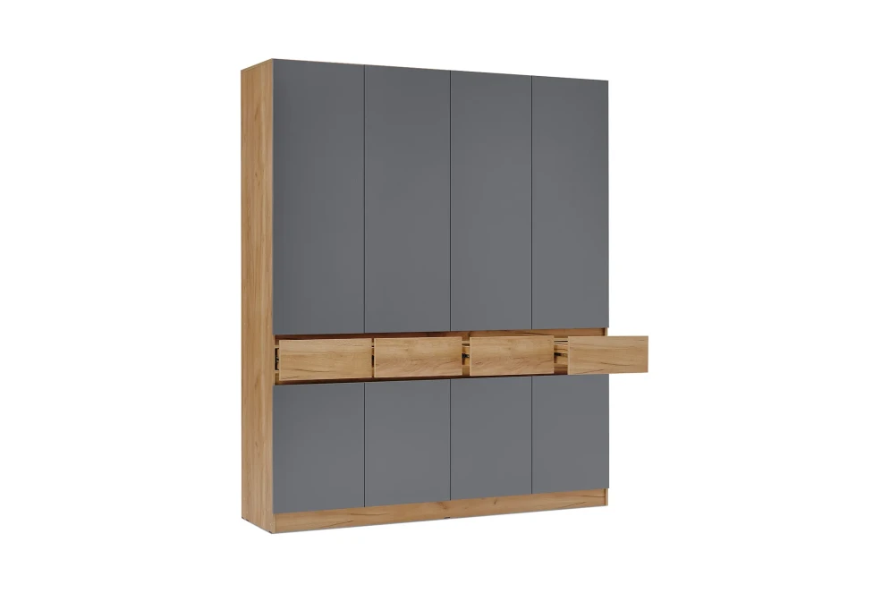 Шкаф четырехстворчатый Роджина дуб крафт / графит 
