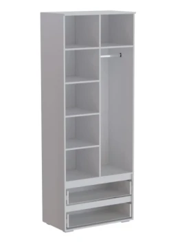 Шкаф двухстворчатый с ящиками Ливерпуль, белый/бетон темный