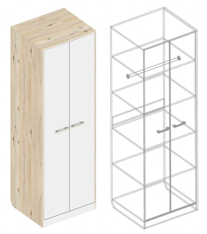 Шкаф двухстворчатый с полками Милана  