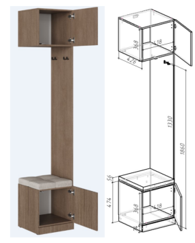 Стеллаж Кантри (с сидушкой), Кадена Вуд