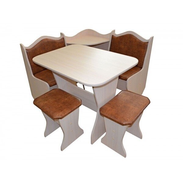 Кухонный уголок Аленка-1 (комплект со столом и табуретами) шимо светлый/табак 