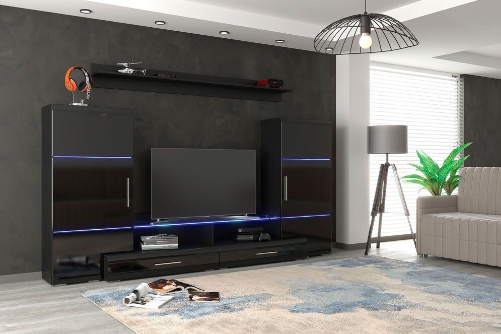 Комод Домино, черный глянец 