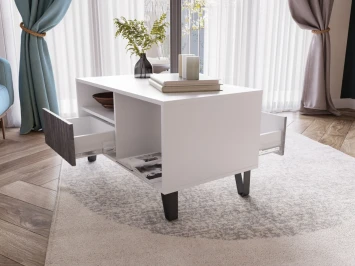 Модульная гостиная Ливерпуль, белый/бетон темный