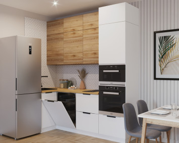 Кухонный гарнитур Тальк/Рустик соломенный 1000х2400 мм (арт. 7)