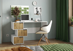 Стол компьютерный СК-11, белый/вотан