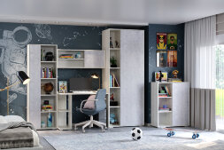 Кровать Морти, Дуб крафт белый/цемент светлый