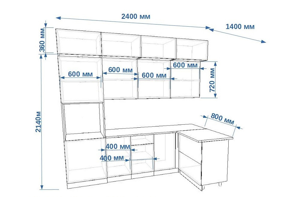 Кухонный угловой гарнитур Фаска Дуб сонома/Обсидиан 2400х1400 мм (арт. 8) 