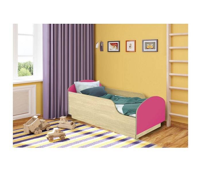 Кровать Малыш, Клен / Розовый 800х1700  