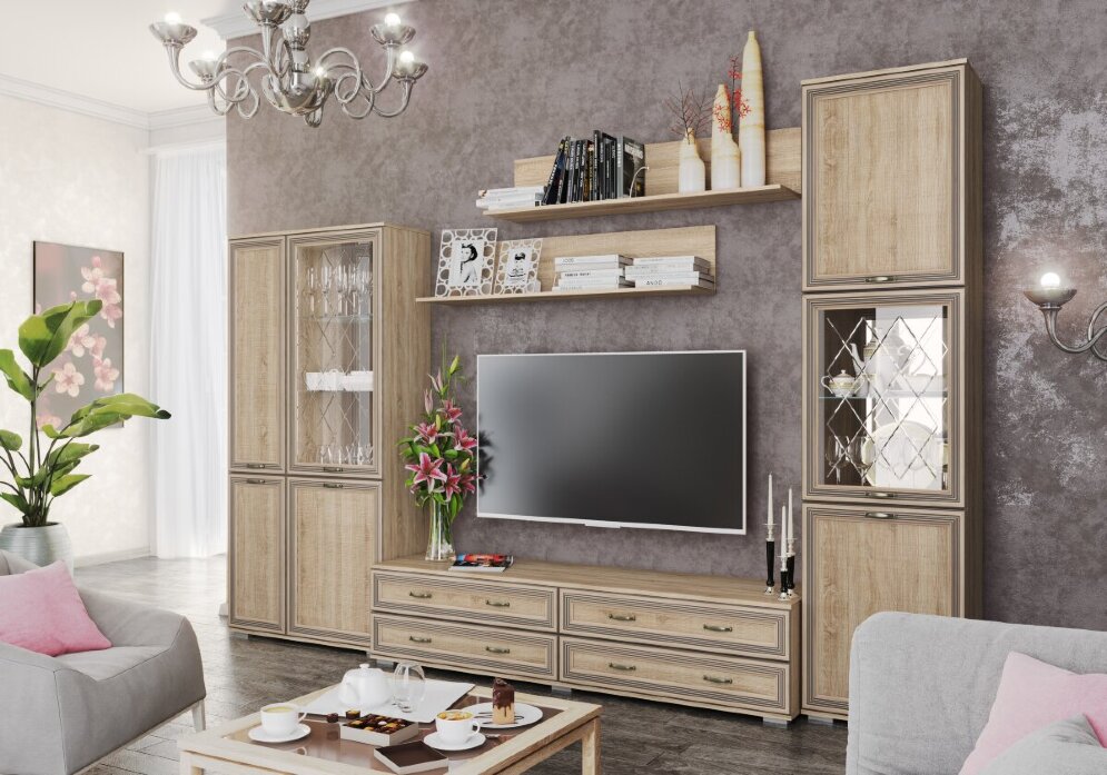 Полка навесная Ливорно ЛН-2, дуб сонома 