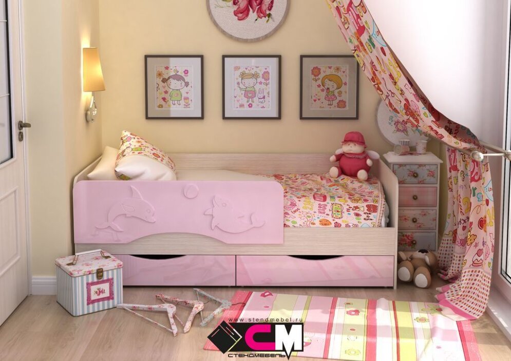 Кровать Алиса, розовый 