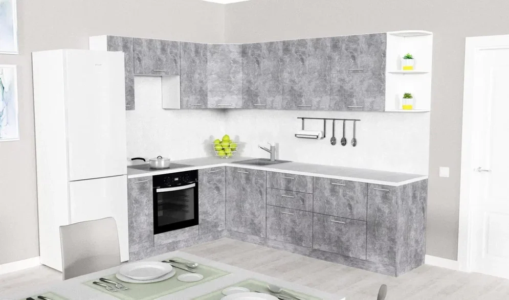 Модульная кухня АТР, цемент светлый (270х190 см) 