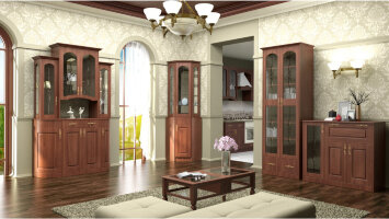 Шкаф для посуды с зеркалами Венеция В-9