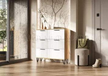 Обувница Флэш, Браш Вайт/Дуб крафт