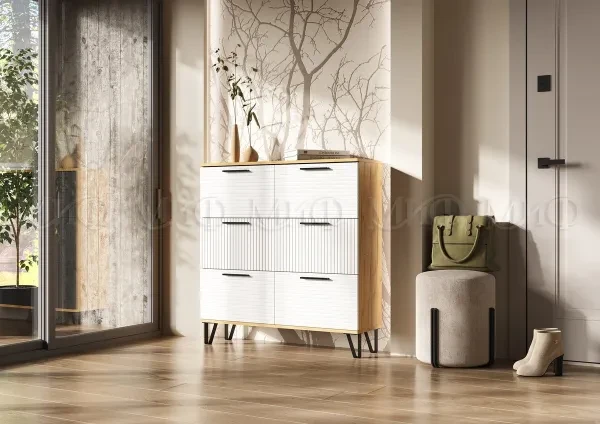 Обувница Флэш, Браш Вайт/Дуб крафт 