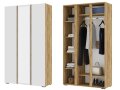 Шкаф 3х створчатый с зеркалом Хелен ШК 02, крафт золотой - белый шагрень 