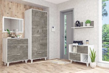 Модульная прихожая ЭГО , бетон/камень 1