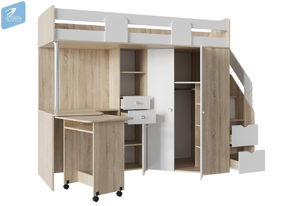 Кровать-чердак Мийа, сонома 