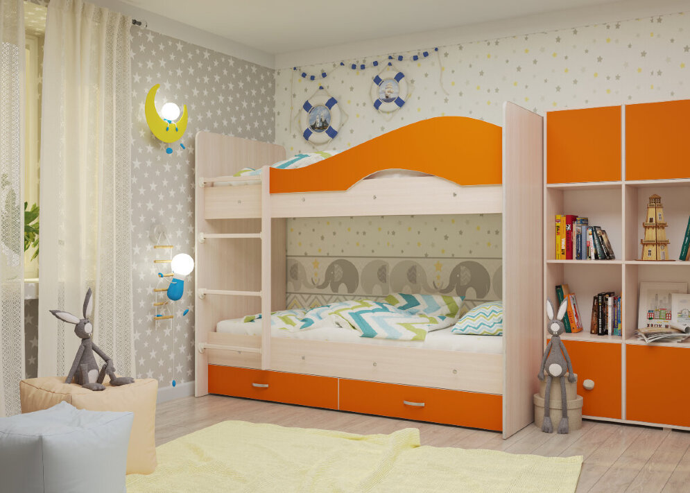 Кровать детская двухъярусная Мая Оранж 
