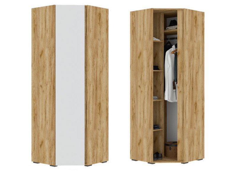 Шкаф угловой Хелен ШК 04, крафт золотой - белый шагрень 