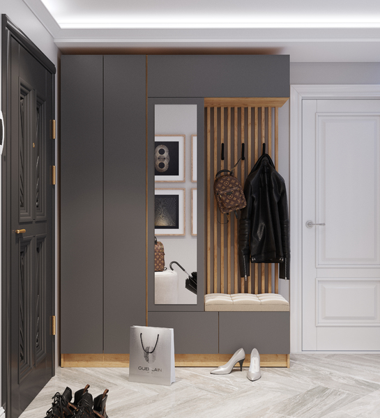 Модульная прихожая Руэлла, Крафт золотой/Графит серый 