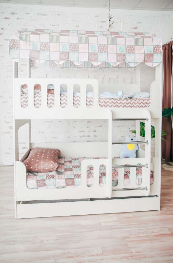 Кровать-домик 2-х ярусный с ящиком 