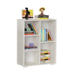 Шкаф книжный Морти, Дуб крафт белый/цемент светлый