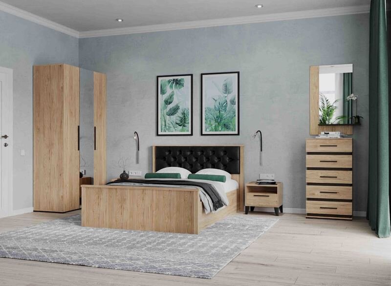 Шкаф 2-створчатый с зеркалом Модена МШ-22, гикори 