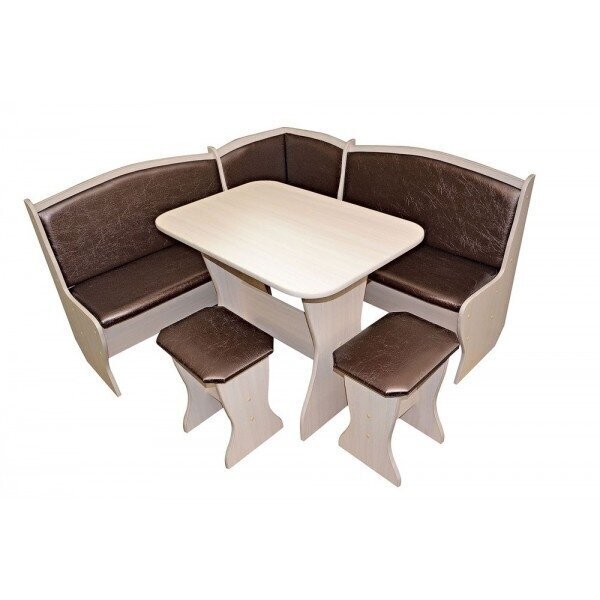 Кухонный уголок Аленка-3 (комплект со столом и табуретами) шимо светлый/коричневый металлик  