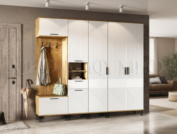 Модульная прихожая Флэш, Браш Вайт/Дуб крафт