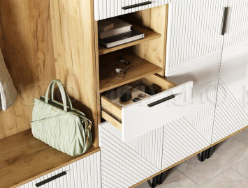 Модульная прихожая Флэш, Браш Вайт/Дуб крафт