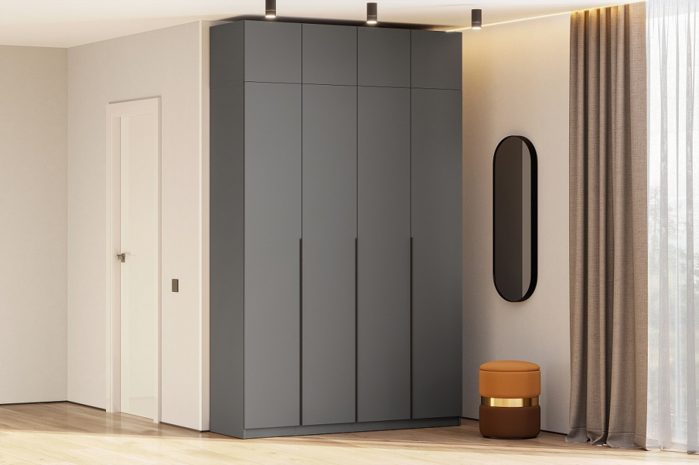 Шкаф &amp;quot;ШК 5&amp;quot; (1600) с антресолью, Графит серый  