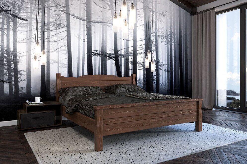 Кровать из массива Мюнхен, дуб коньяк 