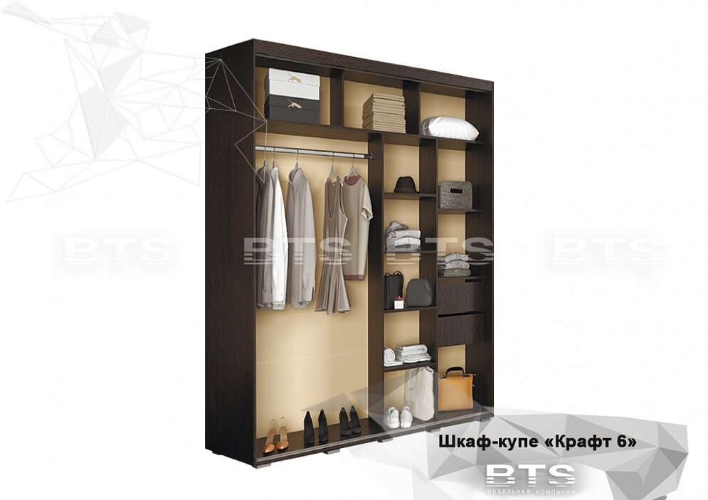 Шкаф-купе Крафт-6, венге 