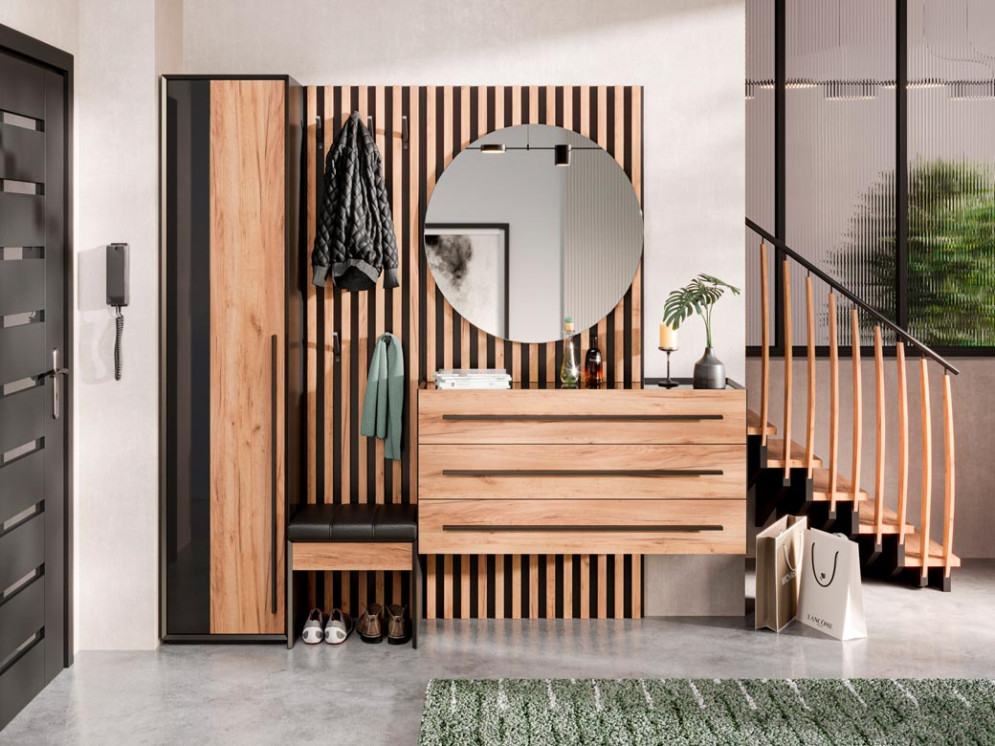 Шкаф одностворчатый Неаполь, Черный/Дуб Вотан 