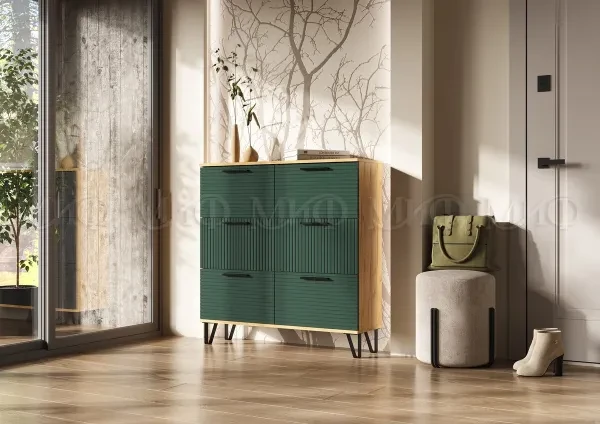 Обувница Флэш, Мени Грин/Дуб крафт 