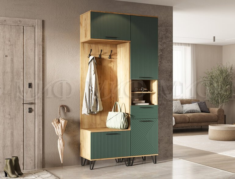 Обувница Флэш, Мени Грин/Дуб крафт 